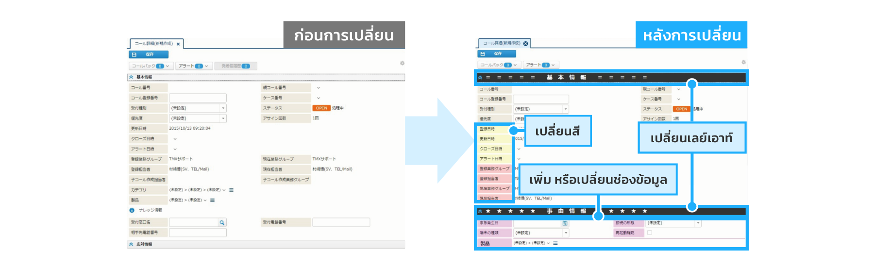 หน้าจอฟีเจอร์การปรับแต่งด้วยตนเอง